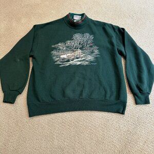 Vintage Morning Sun Sweatshirt Double Collar Winter Snow Farm Cardinals LARGE